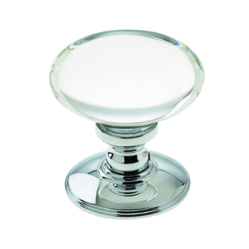 OVAL GLASS MORTICE DOOR KNOB ON CONCEALED ROSE